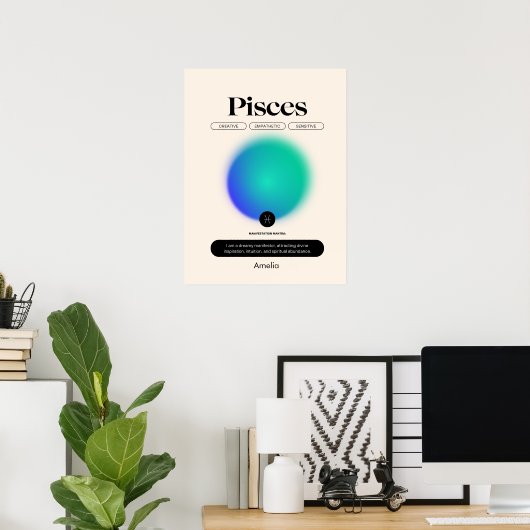 Astrology Zodiac Sign Pisces Poster ポスター (ホームオフィス)