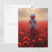 Astronaunt in Red Poppy Flowers ポストカード (正面/裏面)