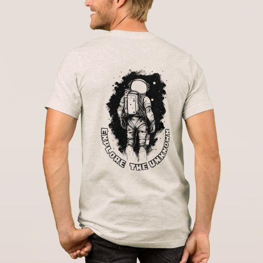 Astronaut “未知の宇宙を探検せよ” トライブレンドTシャツ (裏面)