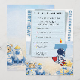 Astronaut 誕生日招待状 – 楽しい宇宙へ飛び出そう! 招待状
