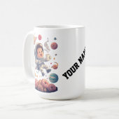 Astronaut Adventure Mug – Exploring the Galaxy コーヒーマグカップ (正面左)