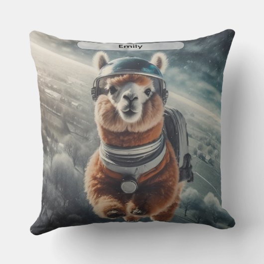 Astronaut Alpaca in Space Surreal Animal クッション (裏面)