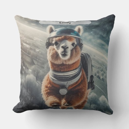 Astronaut Alpaca in Space Surreal Animal  クッション (正面)