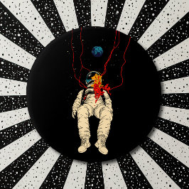 Astronaut and Earth Space 缶バッジ