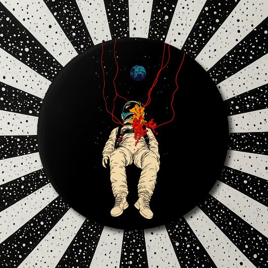 Astronaut and Earth Space 缶バッジ