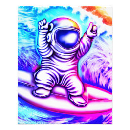 ASTRONAUT AND HIS COSMIC SURFING ADVENTURE フォトプリント           