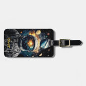 Astronaut and Planets Cosmic Illustration ラゲッジタグ (正面横)