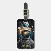 Astronaut and Planets Cosmic Illustration ラゲッジタグ (正面縦)