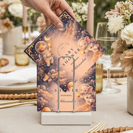 Astronaut Animals Space Baby Shower スタンダードカクテルナプキン