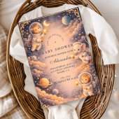 Astronaut Animals Space Baby Shower 招待状