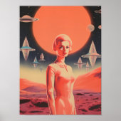Astronaut Art Print Sci Fi Art UFO Wall Art Retro  ポスター (正面)