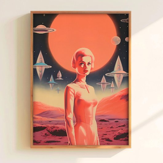 Astronaut Art Print Sci Fi Art UFO Wall Art Retro  ポスター