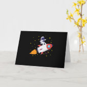 Astronaut auf Rakete カード (黄色い花)