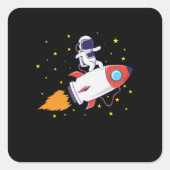 Astronaut auf Rakete スクエアシール (正面)