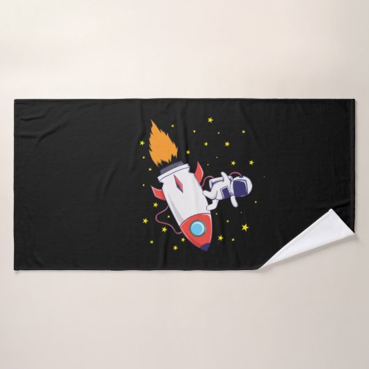 Astronaut auf Rakete バスタオル (バスタオル)