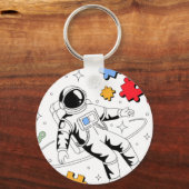 Astronaut Autism Awareness Puzzl キーホルダー (正面)