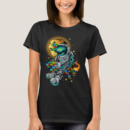 Astronaut Autism Awareness With Autistic Planet Fo Tシャツ (正面)