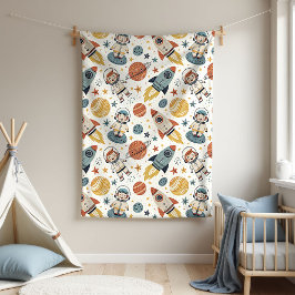 Astronaut Baby Blanket Rocket Gift for Little Boy フリースブランケット