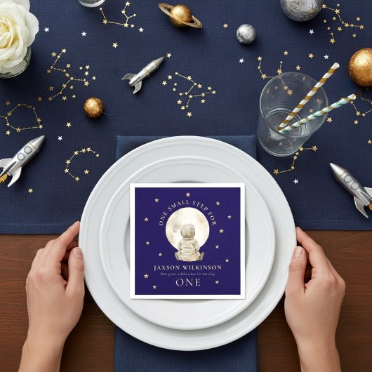 Astronaut Baby One Small Step 初誕生日おめでとう スタンダードカクテルナプキン