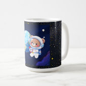 Astronaut Bear Orbiting Earth コーヒーマグカップ (正面右)