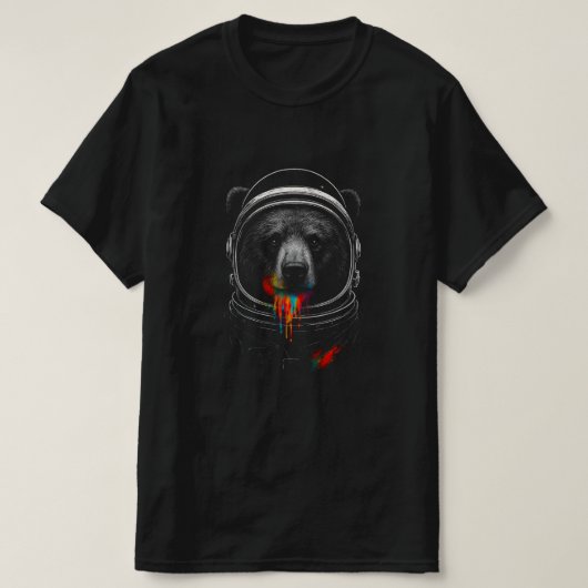 Astronaut Bear with Neon Paint Drips – Cosmic Anim Tシャツ (デザイン正面)