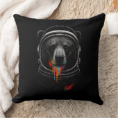 Astronaut Bear with Neon Paint Drips Cosmic Animal クッション (ブランケット)