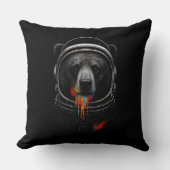 Astronaut Bear with Neon Paint Drips Cosmic Animal クッション (正面)