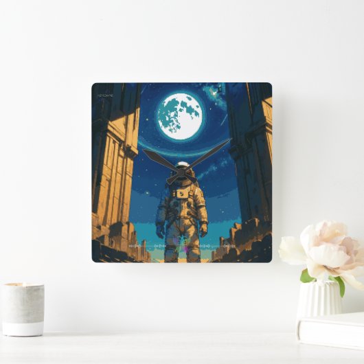 Astronaut Beneath the Celestial Gate スクエア壁時計 (ホーム)