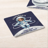 Astronaut Birthday Party 1st Trip Around the Sun スクエアペーパーコースター (アングル)