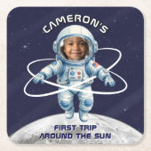 Astronaut Birthday Party 1st Trip Around the Sun スクエアペーパーコースター (正面)