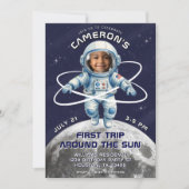 Astronaut Birthday Party 1st Trip Around the Sun 招待状 (正面)