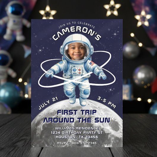 Astronaut Birthday Party 1st Trip Around the Sun 招待状