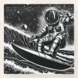 ASTRONAUT BLACK AND WHITE, SURF THE UNIVERSE ガラスコースター