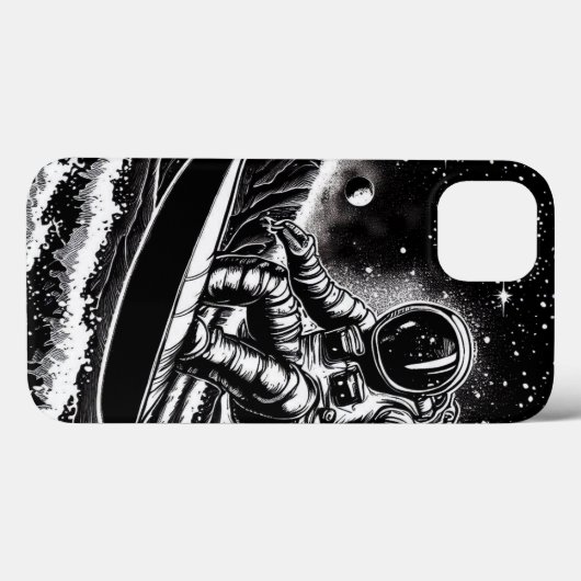 ASTRONAUT BLACK AND WHITE, SURF THE UNIVERSE Case-Mate iPhoneケース (裏面 (横))