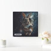 Astronaut Bunny Space Surreal Animal Custom スクエア壁時計 (ホーム)