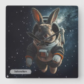 Astronaut Bunny Space Surreal Animal Custom スクエア壁時計 (正面)