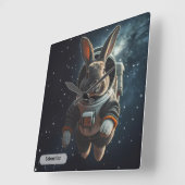 Astronaut Bunny Space Surreal Animal Custom スクエア壁時計 (傾斜)