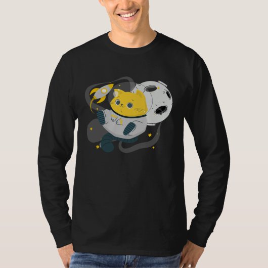 Astronaut Cat Or  Space Cat On Galaxy Kitten Tシャツ (正面)