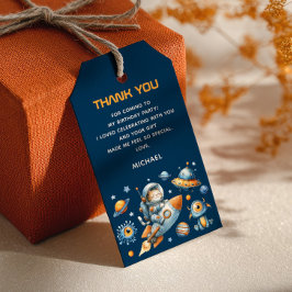 Astronaut Cat Outer Space 1st Birthday Thank You  ギフトタグ