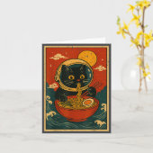 Astronaut Cat Ramen Japanese Graphic Tees Men Wome カード (黄色い花)