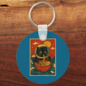 Astronaut Cat Ramen Japanese Graphic Tees Men Wome キーホルダー (正面)