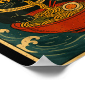 Astronaut Cat Ramen Japanese Graphic Tees Men Wome ポスター (角)