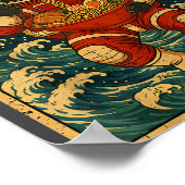 Astronaut Cat Ramen Japanese Graphic Tees Men Wome ポスター (角)