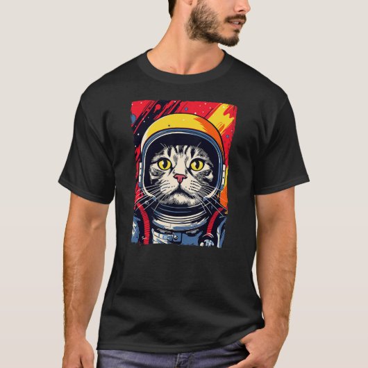 Astronaut Cat Shirt Kids Space Cat Astronaut Cat M Tシャツ (正面)