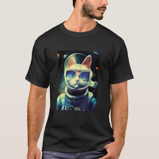 Astronaut cat space cat for men women kids tシャツ (正面)