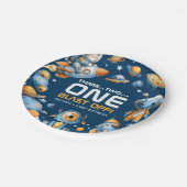 Astronaut Cat Space Rocket Blast Off 1st Birthday  ペーパープレート (アングル)