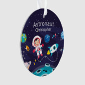 Astronaut child on the moon, monogrammed name オーナメント (正面)