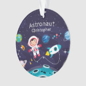Astronaut child on the moon, monogrammed name オーナメント (正面)