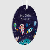 Astronaut child on the moon, monogrammed name オーナメント (正面)