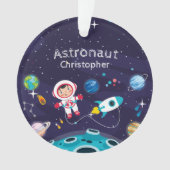 Astronaut child on the moon, monogrammed name オーナメント (正面)